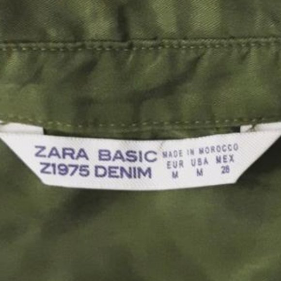 ZARA Forest Green Lyocell Womens Hi-Low Blouse White Pearl Cuffs L-Sleeve Collar - Picture 10 of 14